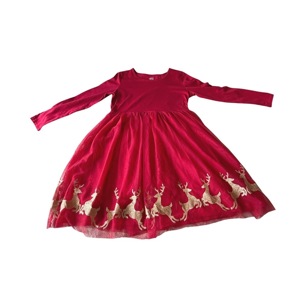 Wonder Nation Girls Red Tulle Reindeer Holiday Dress XXL 18 Christmas